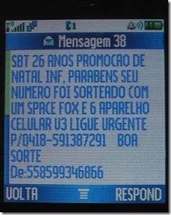 SBT- SMS falso